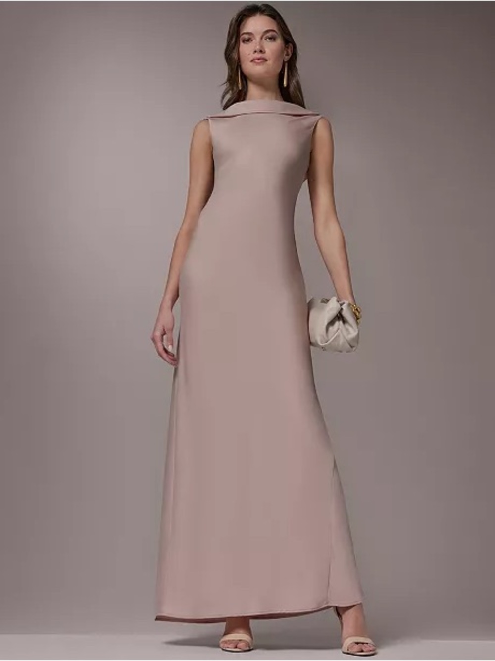 Donna Karan Sleeveless Cowl Neck Maxi Dress - Blush